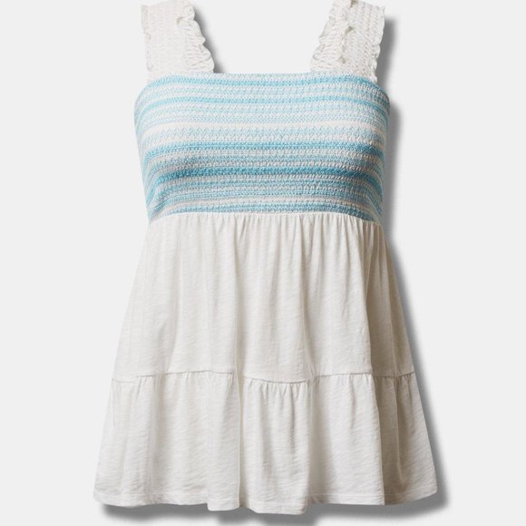 NWT Plus Size 5X TORRID Cotton Modal Slub Square Neck Smocked Babydoll Tank top - Picture 3 of 4